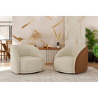 Poltrona Giratória 87cm Heidi Courino Caramelo | Bouclé Suave